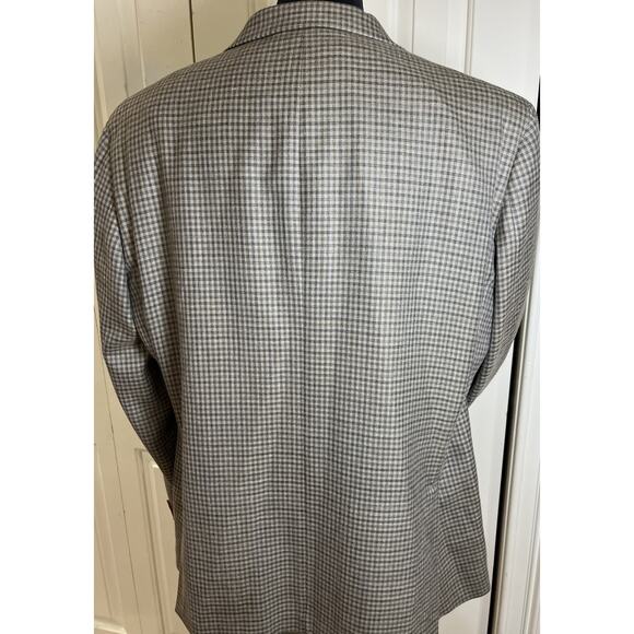 Lauren‎ Ralph Lauren Brown Grey Gingham Check 2 Button Blazer 46L - Picture 3 of 9